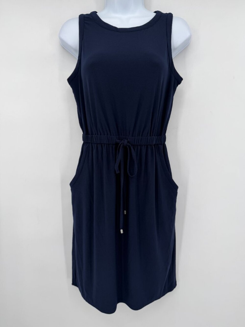 Eliza J Navy Sleeveless Tie Waist Pocket Sheath Dress Women's Size 2